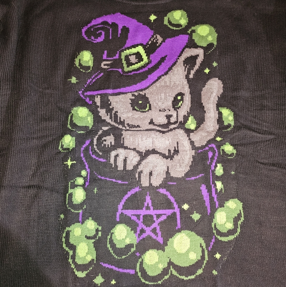 Trickz N' Treatz Witchy Kitten Sweater - Picture 9 of 13